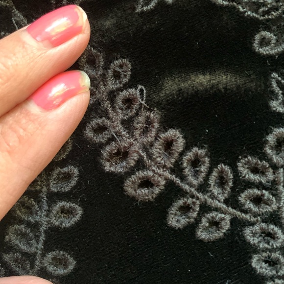 Johnny Was LOVE Uche Cropped Floral Embroidered Wide Leg Velvet Pants LARGE - Picture 10 of 14